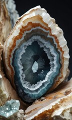 Geode with agate texture containing unidentified zeolite inclusions, geological formation, geology