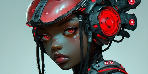 Futuristic Aesthetic: Black Girl Character in Cyberpunk Setting