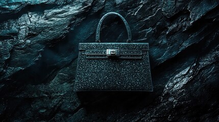 A high-end diamond bag on a dark, textured surface with soft ambient light making it sparkle