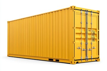 Yellow shipping container isolated on white.