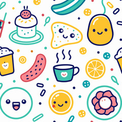Cute cartoon food seamless pattern. (2)