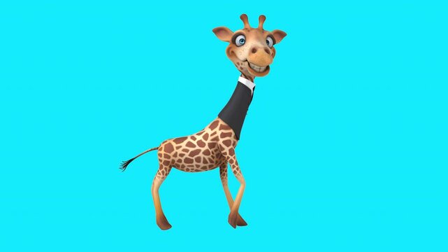 Fun 3D cartoon giraffe walking (with alpha channel)