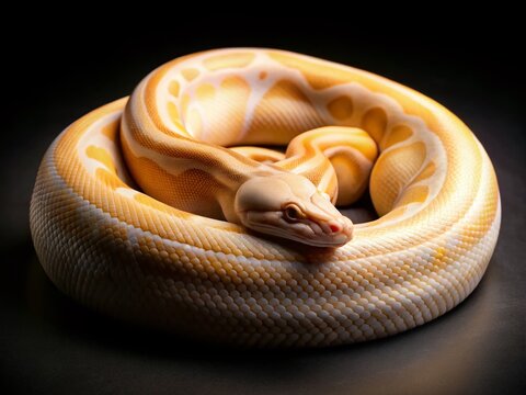 Albino Pinstripe Ball Python Stock Photo: Close-up of a Stunning Reptile