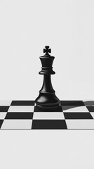 Black Chess King Stands Alone On Board