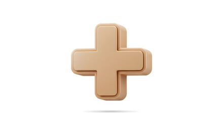 Fototapeta premium 3D Beige Plus Symbol Icon Render isolated on white background. Generative AI