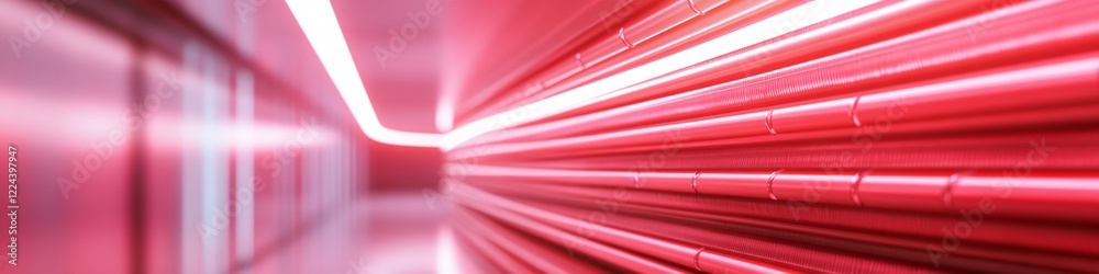 Poster vibrant minimalist corridor futuristic neon-illuminated tubular structure for virtual reality design