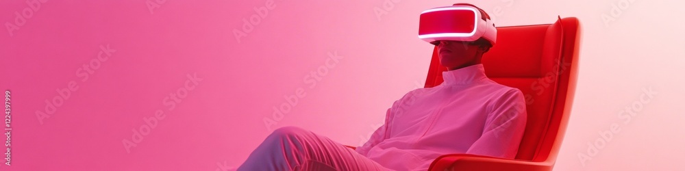 Poster immersive tech-inspired living futuristic vr experience in sleek red room - enhancing digital home d
