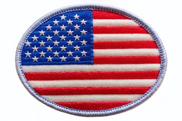 American Flag Patch, Round, Isolated, White Background, Patriotic Symbol