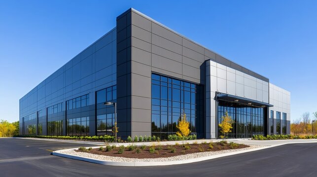 Modern industrial building with sleek architecture design