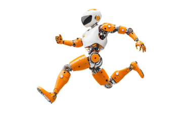 Futuristic Robot Athlete in Dynamic Motion Portrayed in Action