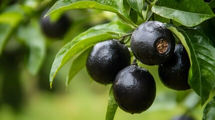 Black sapote tree with a bunch of growing mature Black sapote