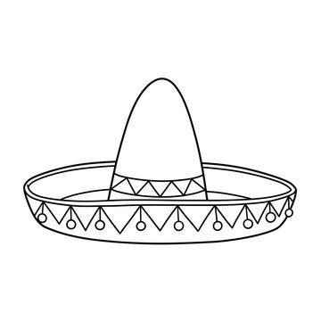 black and white sombrero hat clip art preview