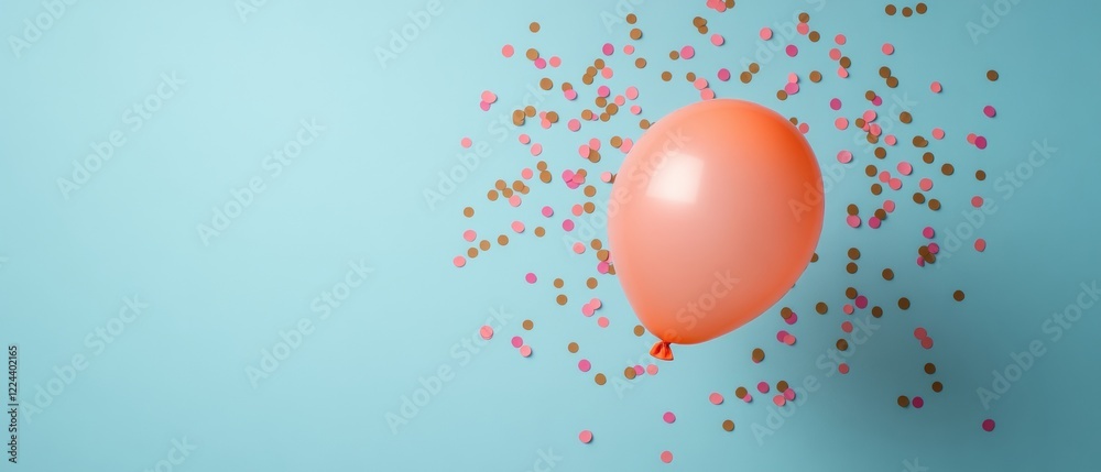 Poster vibrant pop aesthetics colorful balloon and confetti on sky blue backdrop - dynamic event branding a