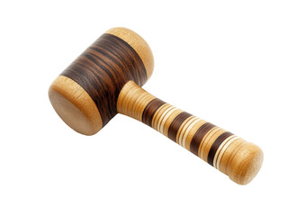 Isolated Wooden Mallet with Mixed Stripes
