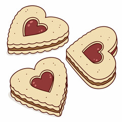 heart shaped cookie isolated on white background.