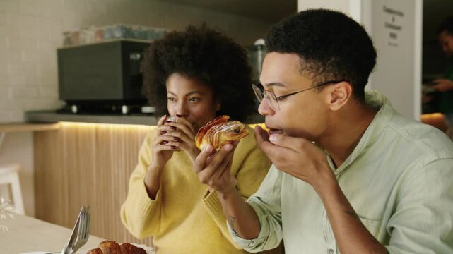 African American friends having lunch together 
