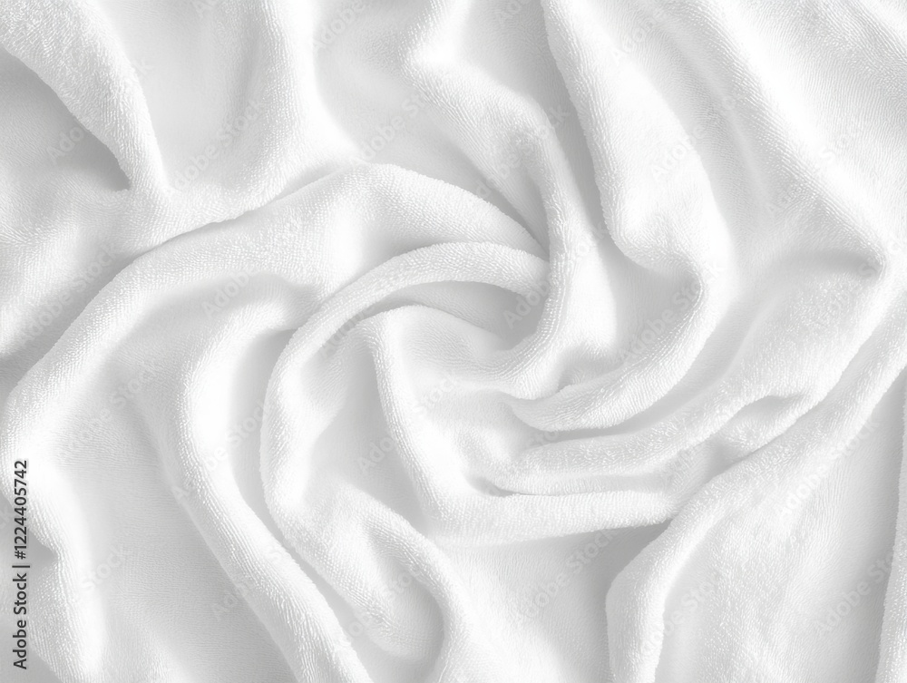Poster soft white fabric texture with wrinkles and folds.