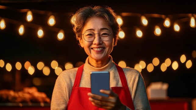 Dynamic Urban Dining QR Codes and Mobile Payment at Night Market - Tech Integration and Small Business Growth with LED Ambiance in Korean Culinary Scene