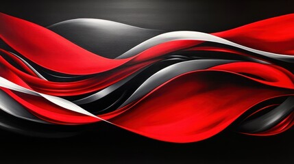 Abstract Red, Black, and White Flowing Canvas