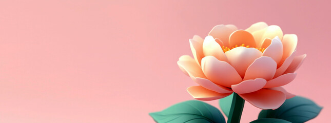 Naklejka premium 3D Peony Flower Close-Up with Soft Lighting