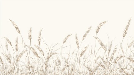 Fototapeta premium Sepia-toned sketch of wheat field.
