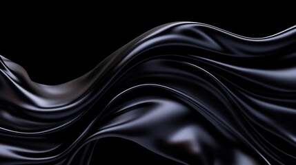 Obraz premium Abstract Dark Elegance: Flowing Black Silk Drapery