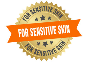 for sensitive skin. for sensitive skin round orange and gold label isolated on transparent background