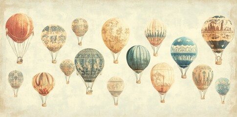 Vintage Hot Air Balloons Soaring Through The Sky