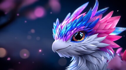 Enchanted Fantasy Dragon With Sparkling Feathers and Scales