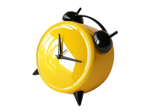 Isolated Yellow Alarm Clock Side View