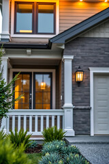 Luxury Home Exterior at Night: Modern Architecture, Landscaping, and Elegant Design