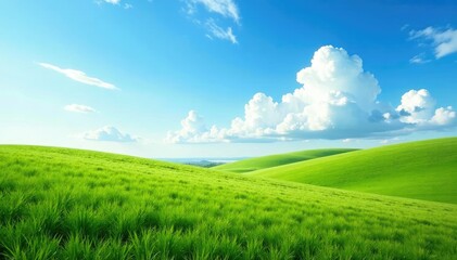 Obraz premium A serene landscape with white clouds in the distance, distance, landscape