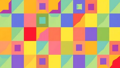 Abstract Colorful Grid Pattern Design With Squares