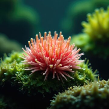 Closterium unicellular charophyte in freshwater habitat, habitat, aquatic ecosystem, algae