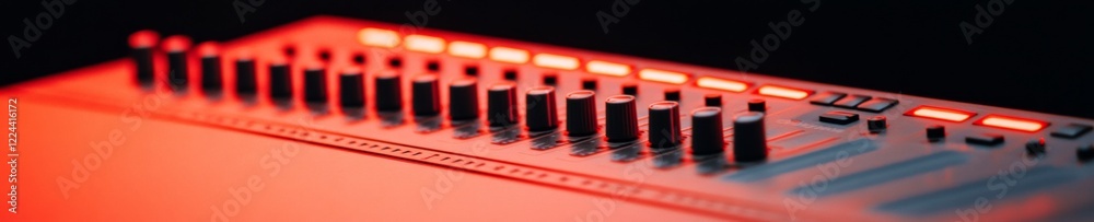 Aufkleber Neon Concert Mixing Console Sleek Audio Control Board with LED Faders - Cutting-Edge Event Production Tool for Live Sound Engineering and Entertainment Industry Innovation