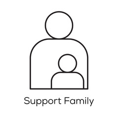 Support Family Icon – Depicting a Guardian Holding a Child Representing Protection and Care- Vector Line icons  with editable stroke