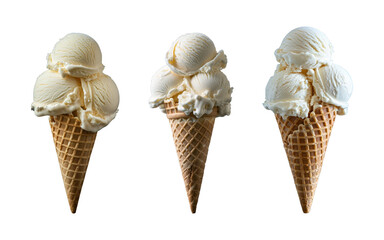 Vanilla Ice Cream Cones on Transparent Background