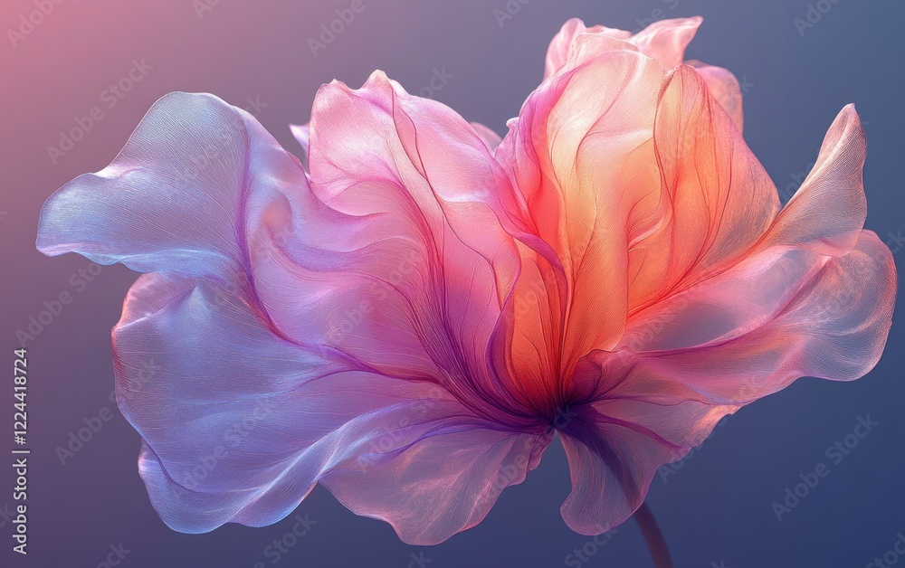 Wall mural Elegant Translucent Flower Petal with Soft Pastel Lighting and Smooth Curves