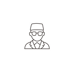 muslim people for ramadan kareem vector icon. icon of a person wearing a peci and glasses. figure of an Indonesian fighter. smart guy with peci and glasses