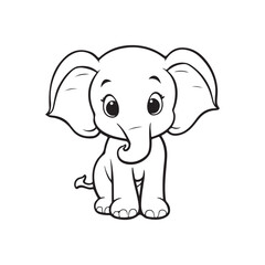 elephant with a bone vector icon black and white background