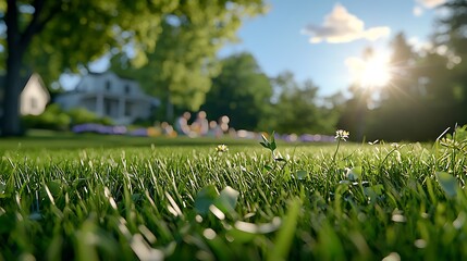 Family Picnic on a Sunny Summer Day in a Lush Green Backyard