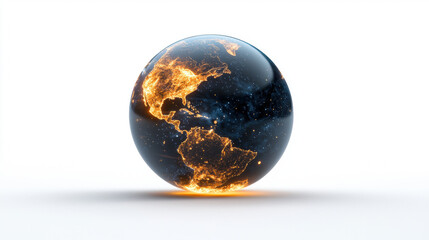 glowing orb representing Earth with fiery elements and starry background, symbolizing mystical and abstract concept