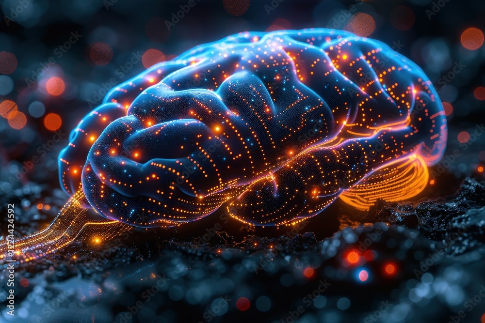 Wall mural luminous neural pathways: an abstract brain visualization
