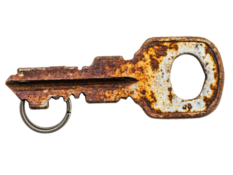 Isolated Rusty Old Metal Key - Powered by Adobe
