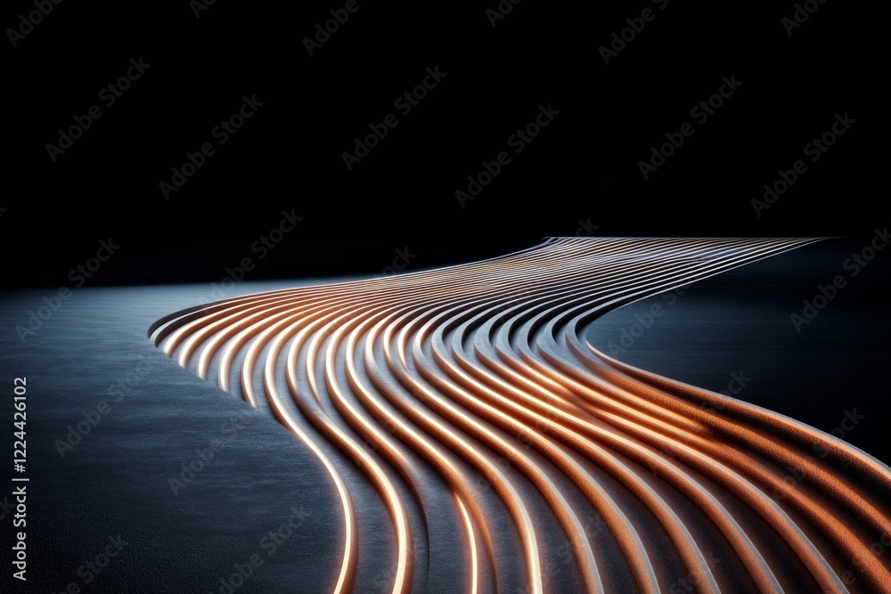 Aufkleber futuristic flowing light design metallic and neon lines on textured surface - inspiring modern visua