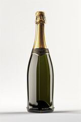 Ultra realistic sparkling wine bottle on white background with studio lighting