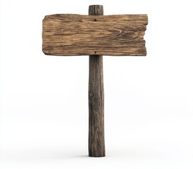 Rustic wooden signpost with blank weathered plank.
