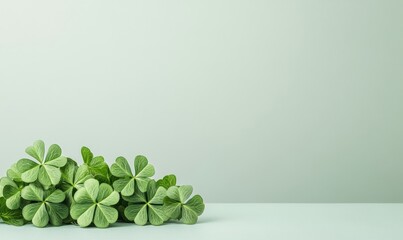 Contemporary Spring Elegance Vibrant Green Shamrocks with Textured Surfaces - St. Patricks Day and Earth Day Decor for Seasonal Marketing and Eco-Friendly Product Promotion