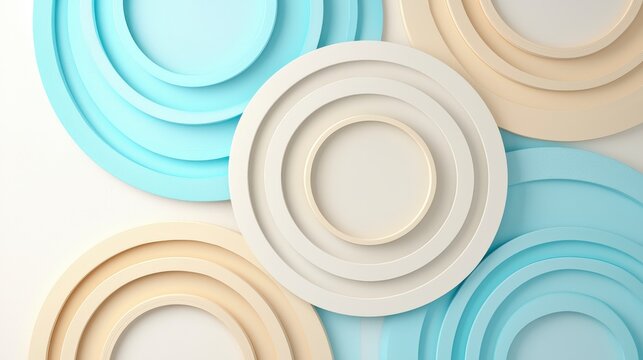 Colorful Circular Plates in a Light and Modern Arrangement on a Soft Background for Stylish Table Setting Decor