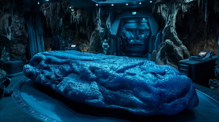 Ancient - A massive sarcophagus in a dark corridor_001